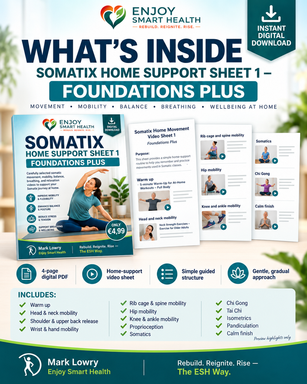 Gentle Mobility & Balance Exercises PDF | Somatix Foundations Sheet 1