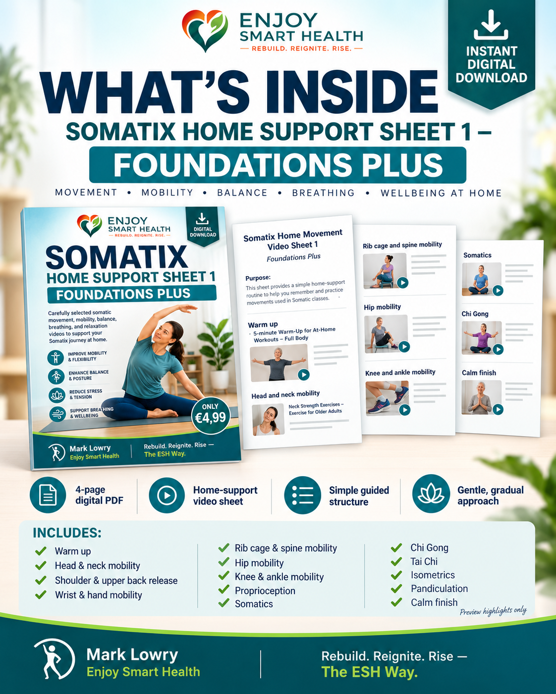 Gentle Mobility & Balance Exercises PDF | Somatix Foundations Sheet 1