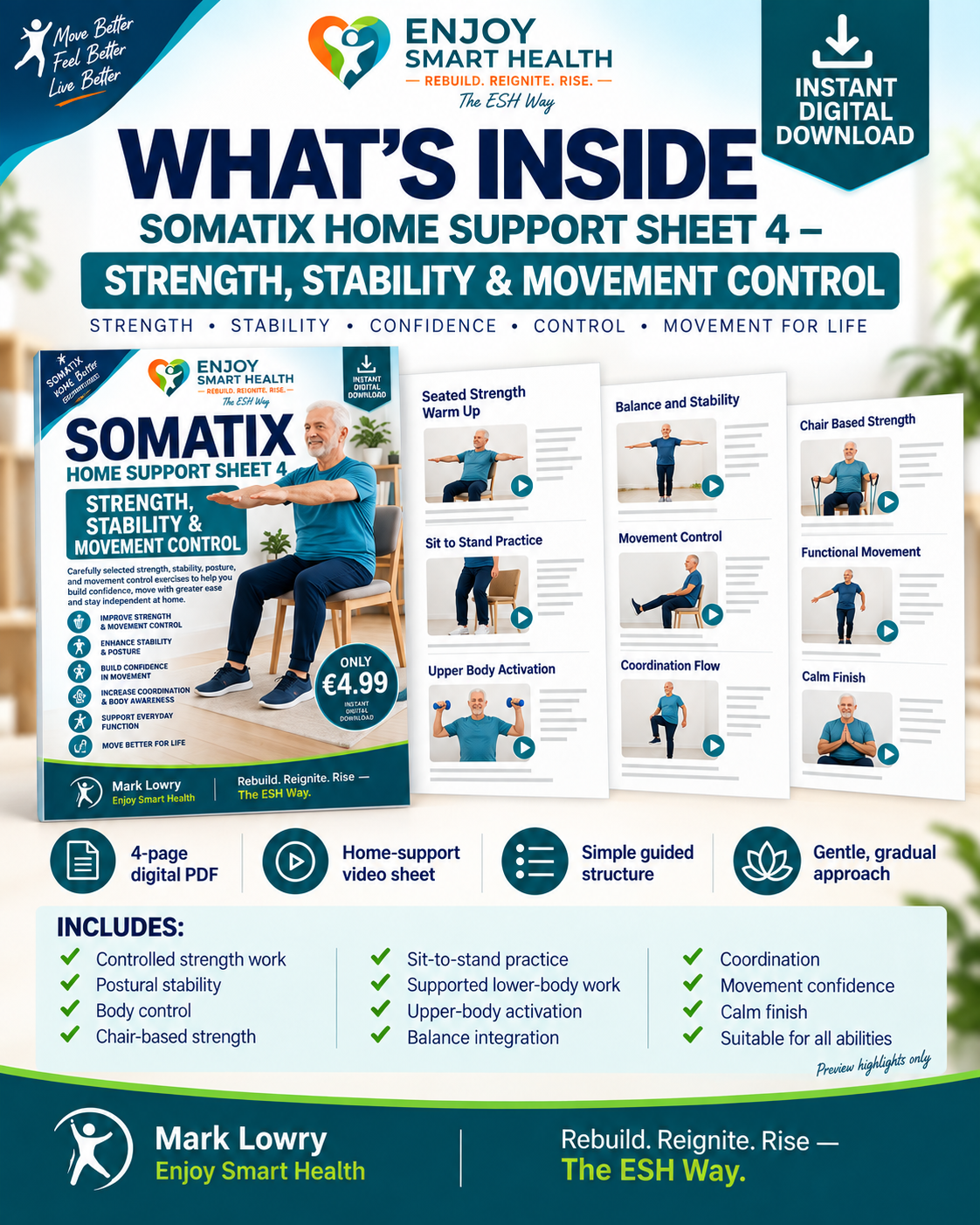 Strength, Stability & Movement Control Exercises PDF | Somatix Sheet 4