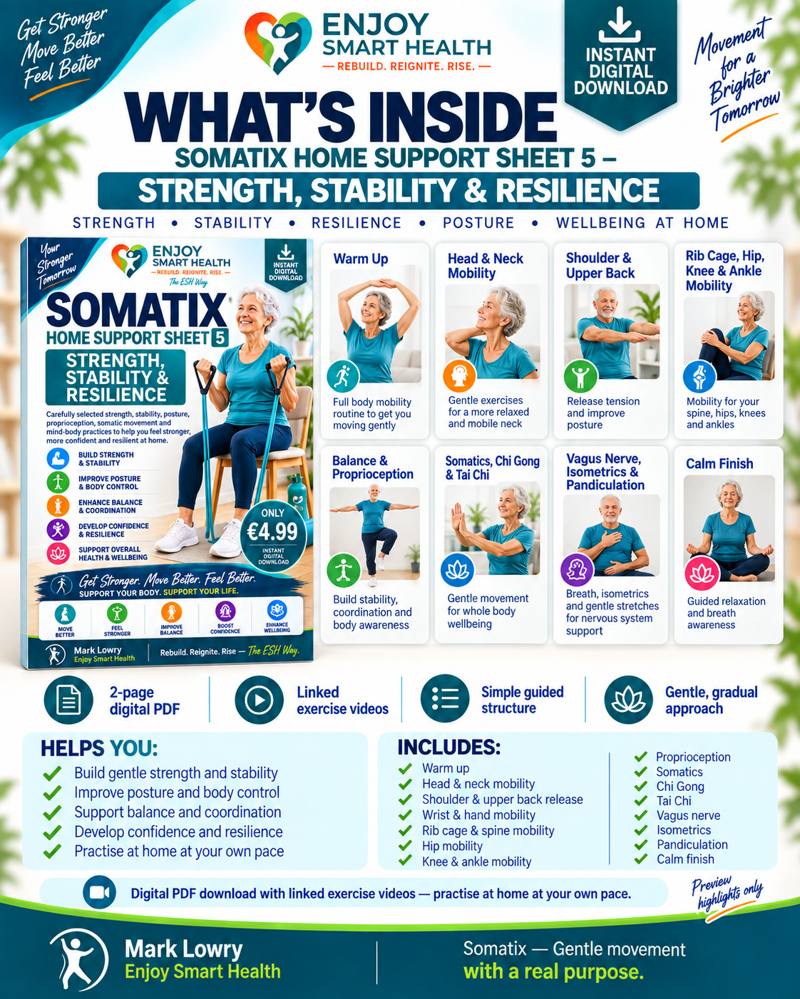 Gentle Mobility & Flexibility Exercises PDF | Somatix Sheet 5